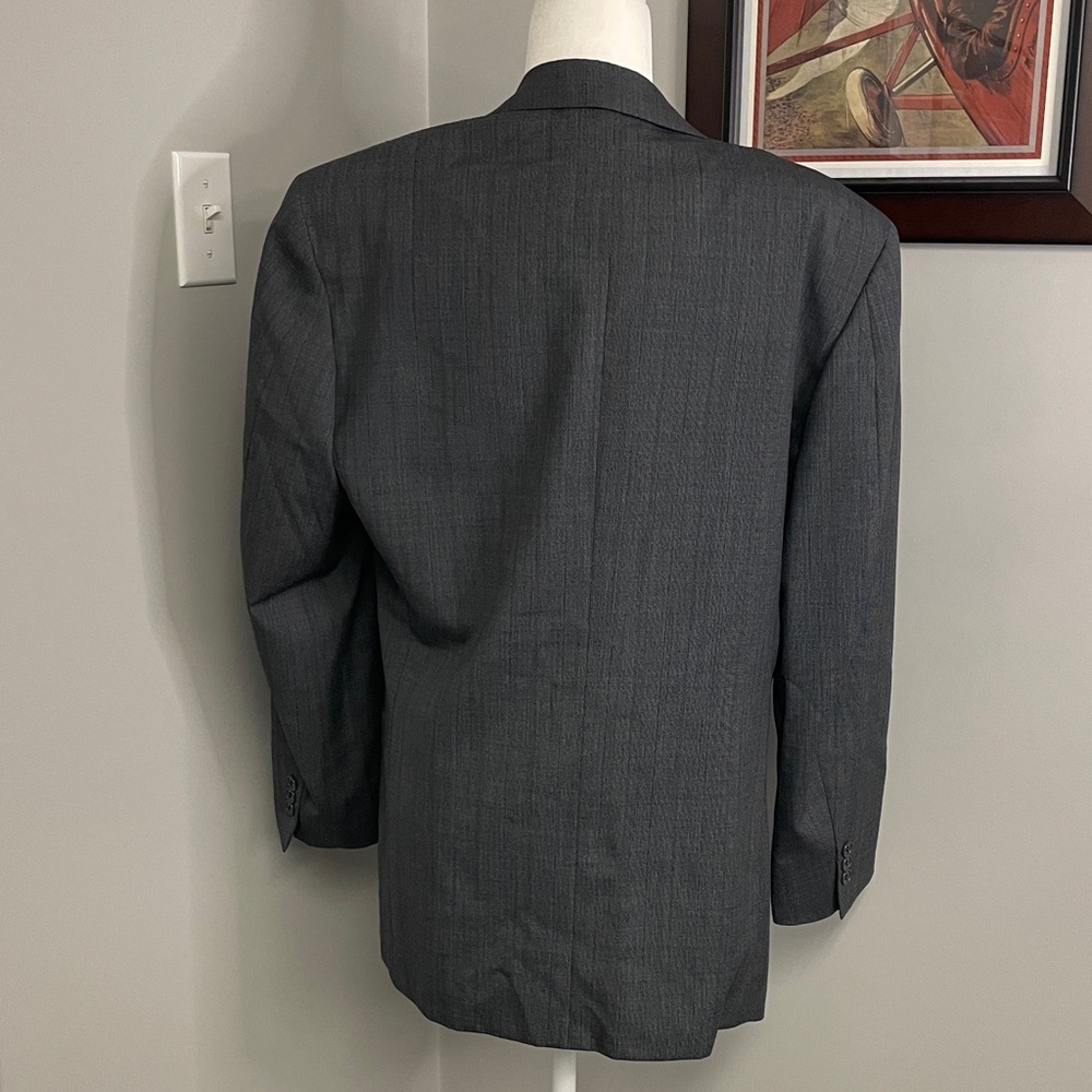 Mens YVES Saint LAURENT Gray Blue Striped 2 Button Blazer France 44S Wool - Picture 5 of 8